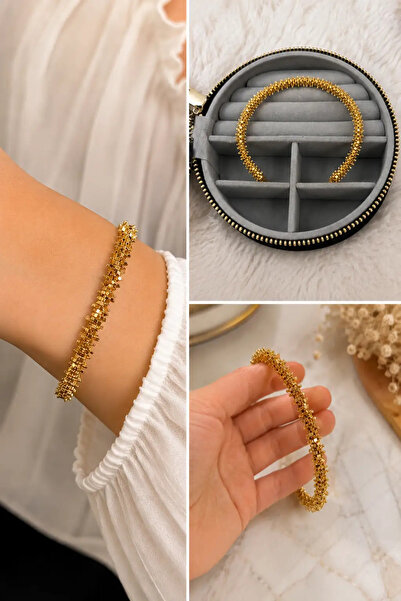 Bozhi Gold Color Modern Design Open Clamp Bracelet Gold Elegant Gift Steel