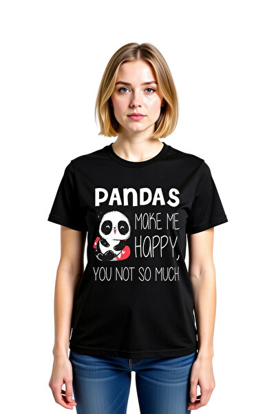 PayBuy Women's Panda Printed Short Sleeve T-Shirt Humorous Text Detail Casual...