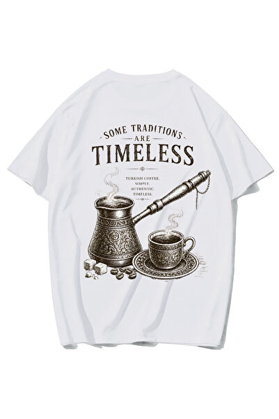 BRZ COLLECTION Unisex Oversize Turkish Coffee T-Shirt (White)