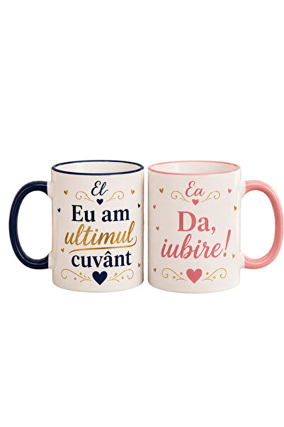 Generic Brand Set 2 cani personalizate cadou pentru cuplu, El si Ea, Eu am ul...