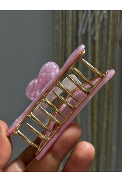 MODA Pink Heart Figured Acetate Hair Clip