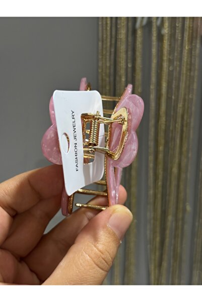 MODA Pink Heart Figured Acetate Hair Clip