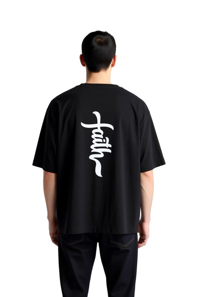 PayBuy Men's Oversize T-Shirt 100% Cotton Spiritual Faith Written Digital Pri...