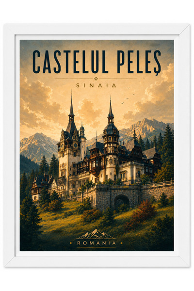 Miutic Print Studio Tablou decorativ Castelul Peleș Sinaia, înrămat