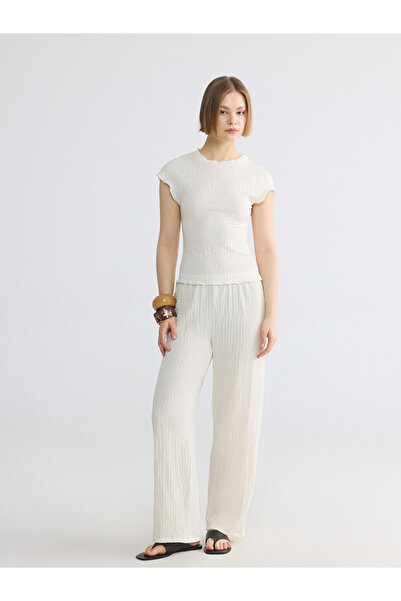 LC Waikiki Textured Women's Trousers with Waist Cord from Uzg Store for Style...