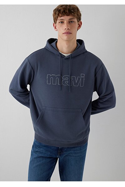 Mavi Logo Printed Hooded Loose Fit Sweatshirt