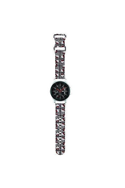 Hello Kitty Λουράκι Universal HKUWLSDIESK Σιλικόνης Heads & Stripes μαύρο 22mm