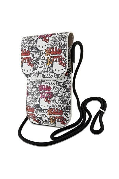 Hello Kitty Τσάντα HKOWBHDGPTE μπεζ με δερμάτινες ετικέτες, γκράφιτι και κορδόνι
