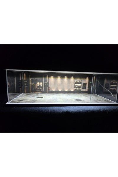 fabrikahşap Galeri Temalı 1.64 Diorama Model Araba Standı Usb Ledli 7 Araçlık...