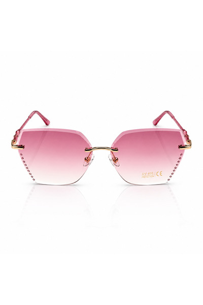 Matteo Ferari Ochelari de Soare Damă Rimless Oversized cu Lentile Roz Degrade...