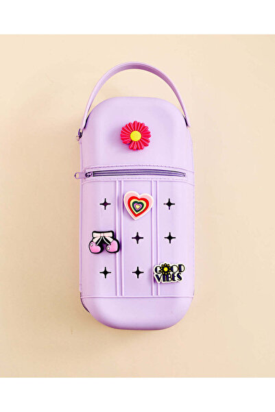 REDTAG Purple Silicone Pencil Case with PVC Charms