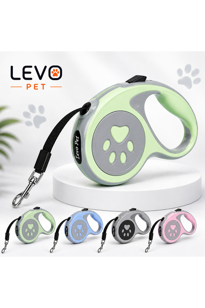 LEVO PET طوق كلب أوتوماتيكي بنمط مخالب الكلب، طول 3 أمتار، قابل للتمديد مع قف...