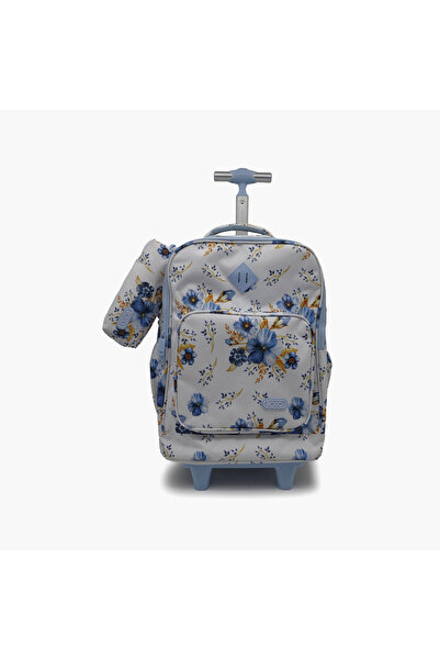 Roco Floral 2-Piece School Trolley Bag Set for Girls 5-8 Yrs with Pencil Case...