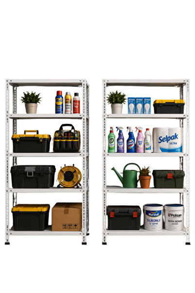 ALANRAF Çelik Raf 5 Katlı 2 Adet 31x75x200 Raf Sistemleri, Depo rafı, Arşiv r...