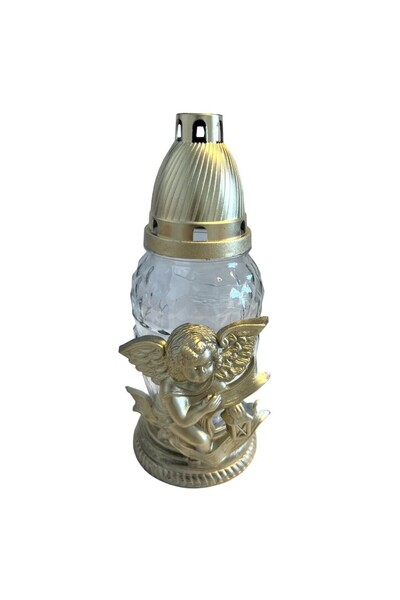 LCA Set 4 x Candela din Sticla cu Ingeras, Alba