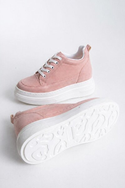 İX CloudLift Kadın Gizli Topuk Sneaker Süet Günlük Rahat Spor Ayakkabı Boy Uzatan 8cm