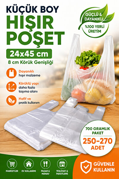 YOK YOK AMBALAJ Small Size Tote Bag 24X45 cm 250-270 Pieces Grocery Shopping ...