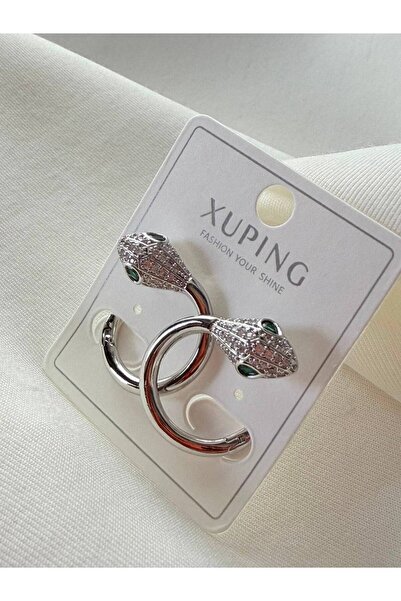 ZÜLİSCH Snake Earrings Silver Color with Green Eyes Zircon Stone Original Xuping