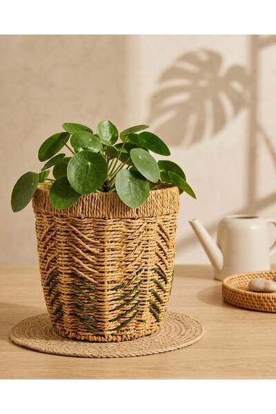 REDTAG Beige Paper Rope Woven Planter With Plastic Liner XL