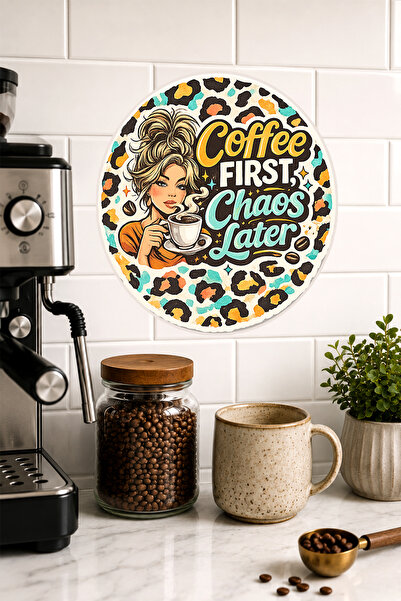 Mayeka Cafeaua în primul rând, haosul după acea. Desen cu leopard, masă rotun...