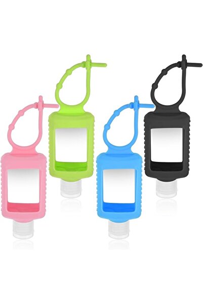 JIEYAO 4 Pcs Travel Size Clear Bottles with Silicone Keychain Empty Hand Sani...