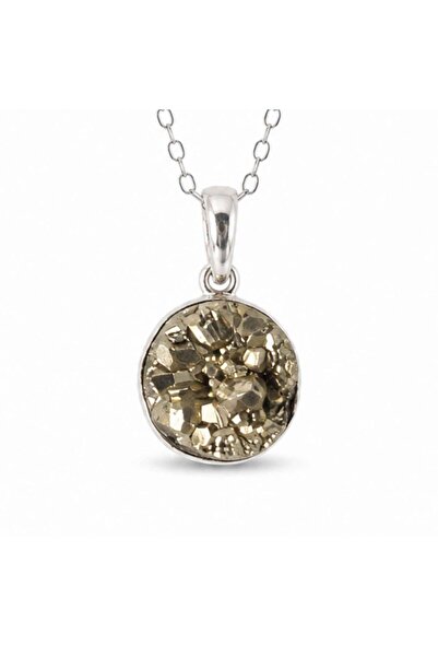 craftmystic 925 silver necklace with natural round pyrite – prosperity and trust