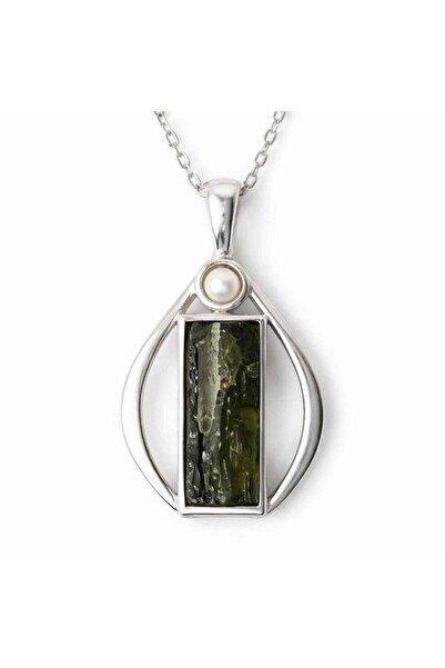 craftmystic 925 silver necklace with rough maldite teardrop - transformation ...