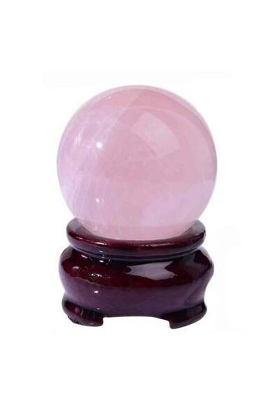 craftmystic Sfera din Cuart Roz 25-30 mm, minge de cristal decorativa, cu sup...