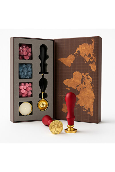 craftmystic Vintage Tree of Life Stamp Set - Wax, Spoon and Gift Box