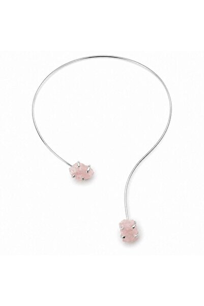 craftmystic Colier Choker Argintiu cu Cuart Roz - Iubire, Armonie si Echilibr...
