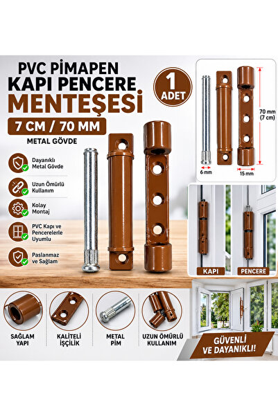 YMN Pvc Pimapen Kapı Pencere Menteşesi 7 Cm Metal 70 Mm Kahverengi 1 Adet