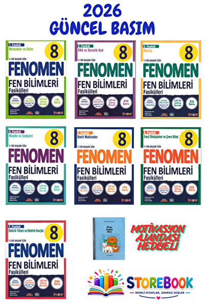 Fenomen Yayıncılık 8.Sınıf Fen Bilimleri Fasikül Seti 7 Fasikül Motivasyon Aj...