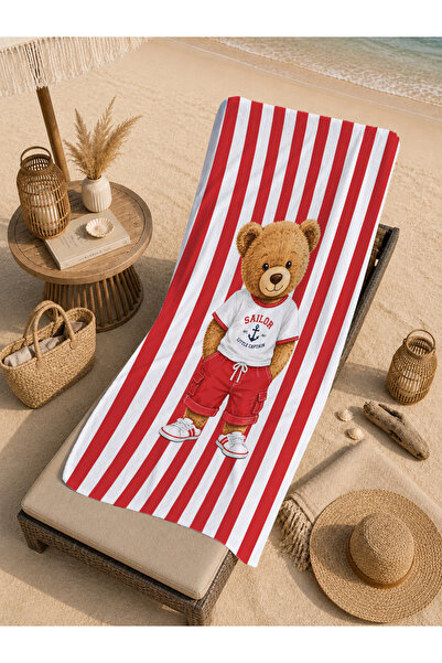Evmila Fairy Tale Rainbow Girl and Teddy Bear Patterned 70X150 Beach Towel - ...