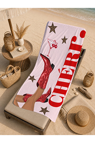 Evmila Πετσέτα θαλάσσης 70x150 με σχέδια Retro Chérie Written Fashion Woman -...