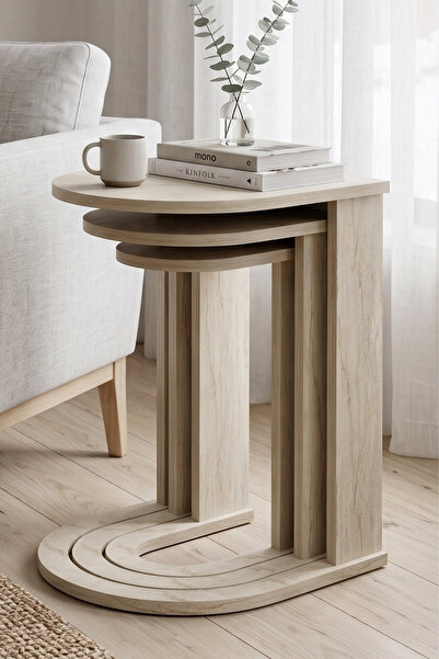 Skandi homeworks Loop 3’lü Zigon Sehpa – İç İçe Geçen Modern C Tipi Tasarım
