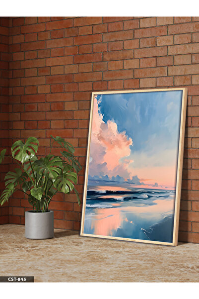 Evinemoda Oil Painting Lookalike Waves One Piece Wooden Framed Painting