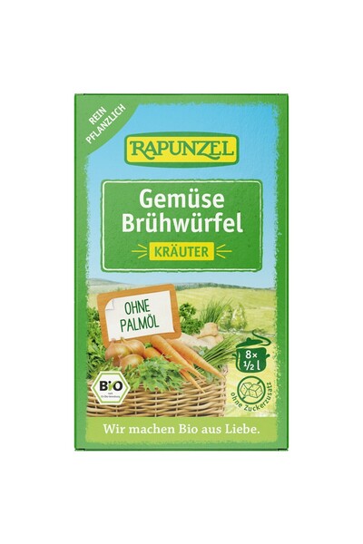 Rapunzel Cuburi de supă de legume cu ierburi 8 bucăți bio, 84g
