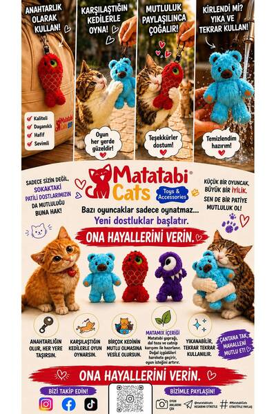 MATATABİ CATS Rabbi̇t Cat Toy and Keychain with Matamix Ingredients (Contains Matatabi Powder, Matatabi Leaf, and Premium Catnip.)
