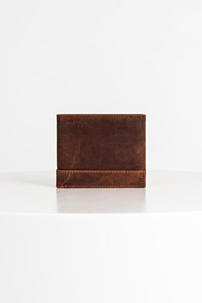 BAYDERİ Reda Men's Leather Wallet Crazy Taba