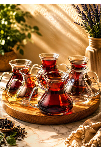 Paşabahçe 4'lü kulplu Borosilikat Cam Çay Bardağı -Geniş Model 200 ml
