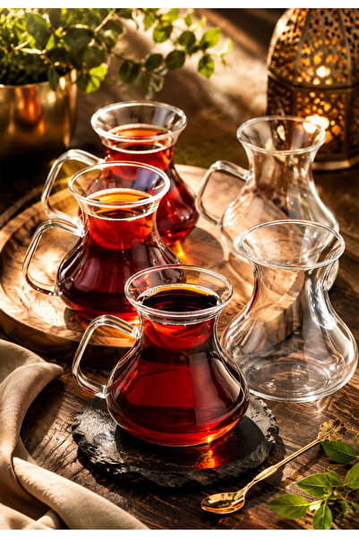 Paşabahçe 4'lü kulplu Borosilikat Cam Çay Bardağı -Geniş Model 200 ml