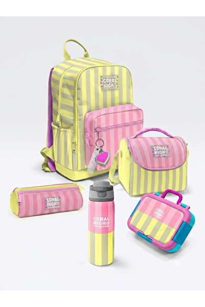 Coral High Full school set: backpack + insulated lunch bag + pencil case + st...