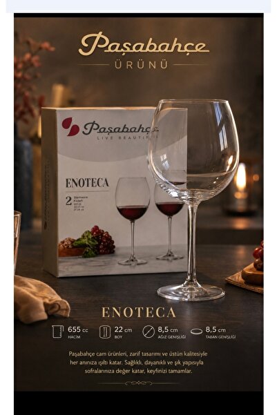 Paşabahçe Enoteca 2 li balon kadeh bardak 655 cc hacim 22 cm boyu 8.5 taban 8...