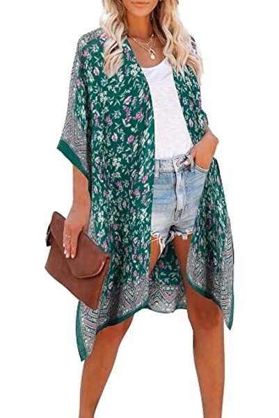 Moss Rose Women's Beach Cover up Swimsuit Kimono Cardigan with Bohemian Flora...