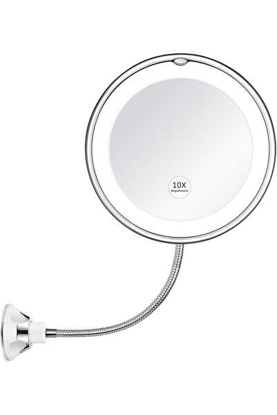 KEDSUM Flexible Gooseneck 6.8" 10X Magnifying LED Lighted Makeup Mirror, Bath...