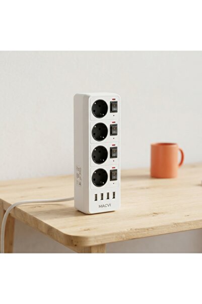 DeaL Priză inteligentă cu 4 prize Schuko și 4 porturi USB — Control personali...