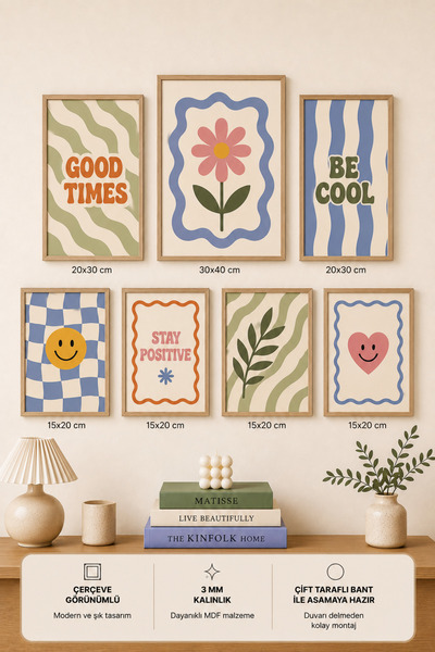UNT 7-Piece Frame-Looking Modern Painting Set |   Retro & Pop Art |   Motivat...