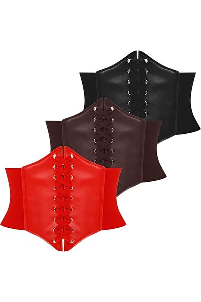 SATINIOR 3 Pieces Lace-up Women Corset Belts Elastic Wide Band Retro Tied Was...