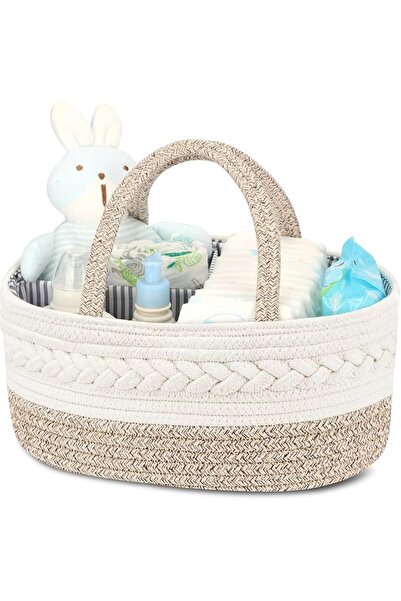 Maliton Baby Diaper Caddy Organizer, Stylish Cotton Rope Baby Basket Nursery ...