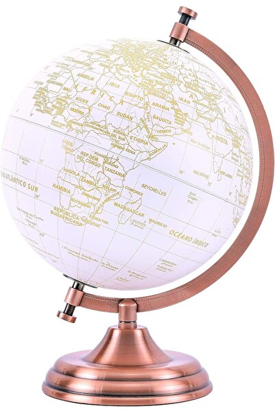 Exerz 8" Globe Golden and White - Wedding Guest Book - Bronze Metal Arc and B...